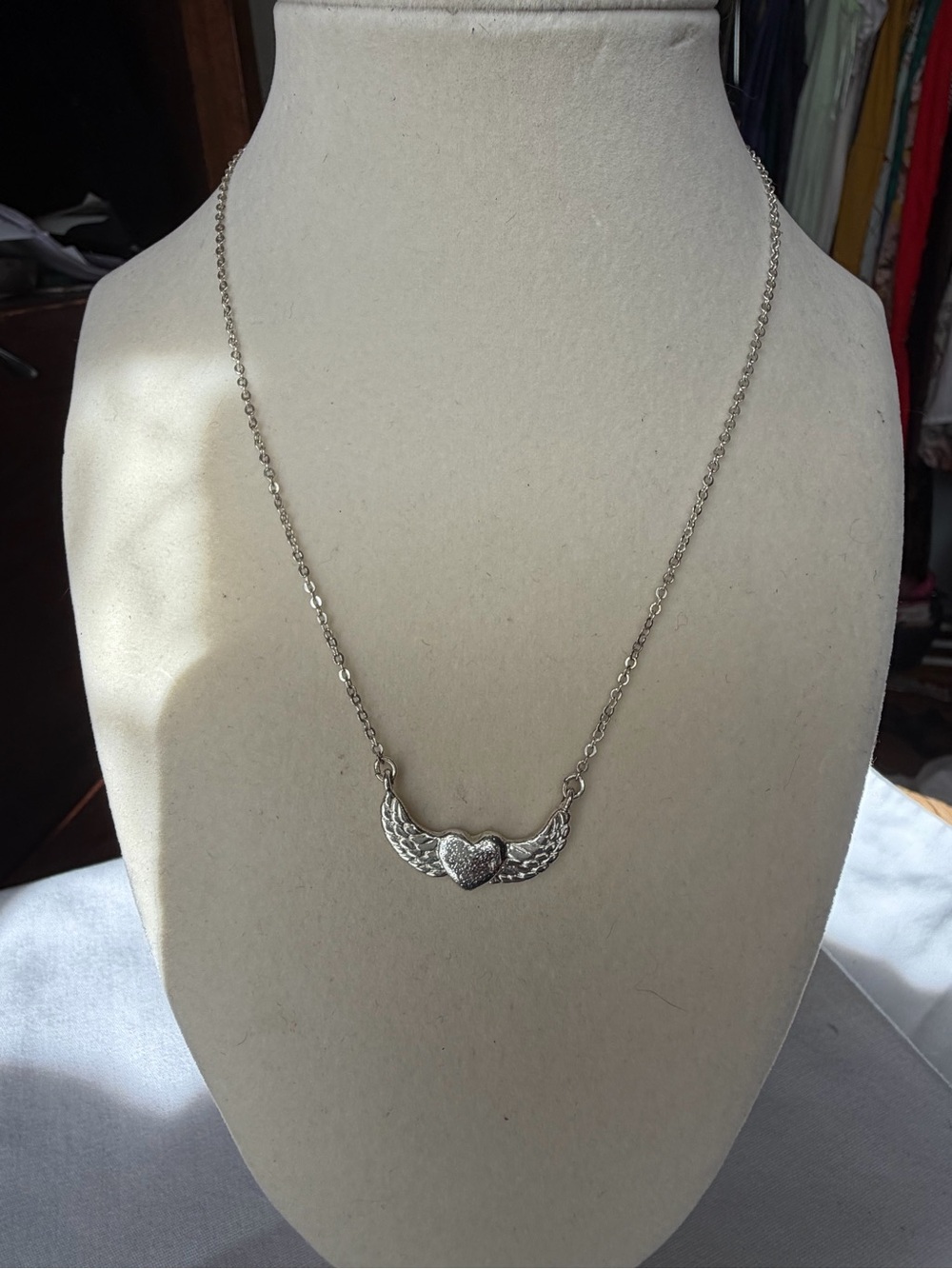 Nina Ricci Silver Winged Heart Necklace